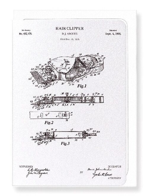 PATENT OF HAIR CLIPPER 1900  Greeting Card