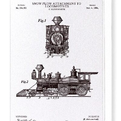 PATENT OF SNOW PLOW ON LOCOMOTIVES 1884  Greeting Card