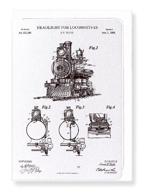 PATENT OF HEADLIGHT FOR LOCOMOTIVES 1898  Greeting Card