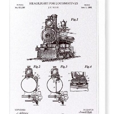 PATENT OF HEADLIGHT FOR LOCOMOTIVES 1898  Greeting Card