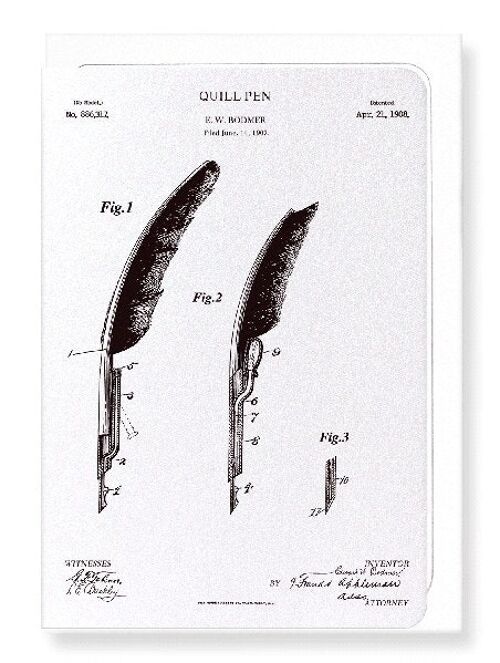 PATENT OF QUILL PEN 1908  Greeting Card