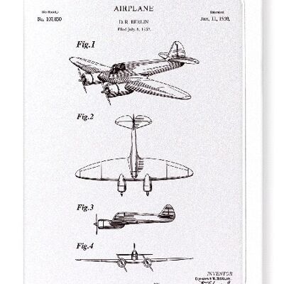 PATENT DES FLUGZEUGS 1938 Grußkarte