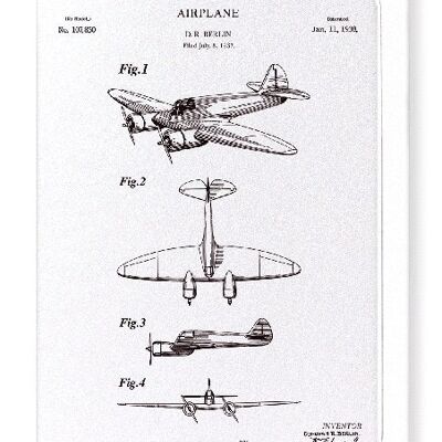 PATENT OF AIRPLANE 1938  Greeting Card