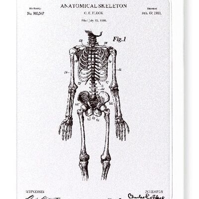 BREVETTO DI SCHELETRO COMPLETO ANATOMICO 1911 Biglietto d'auguri