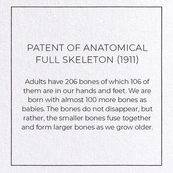 BREVET DE SQUELETTE COMPLET ANATOMIQUE 1911 Carte de vœux 2