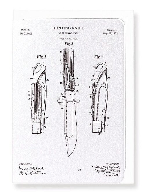 PATENT OF HUNTING KNIFE 1903  Greeting Card