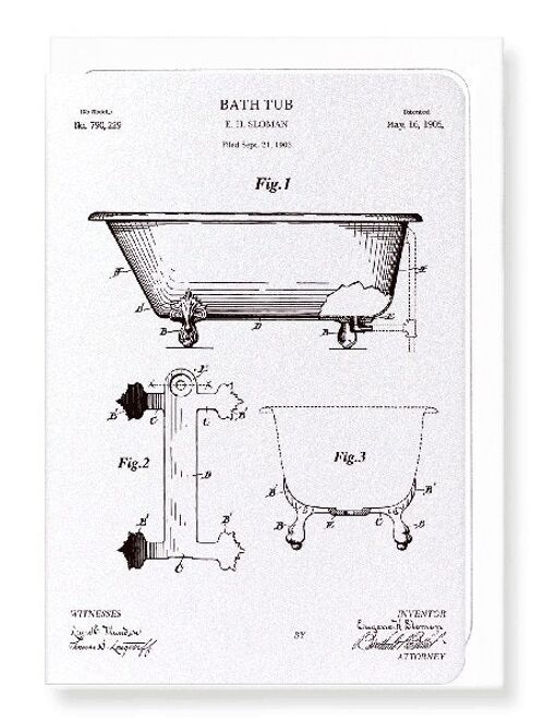 PATENT OF BATH TUB 1905  Greeting Card