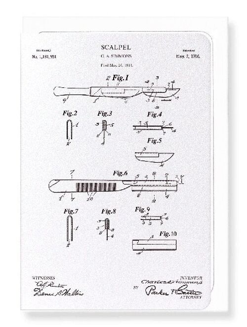 PATENT OF SCALPEL 1916  Greeting Card