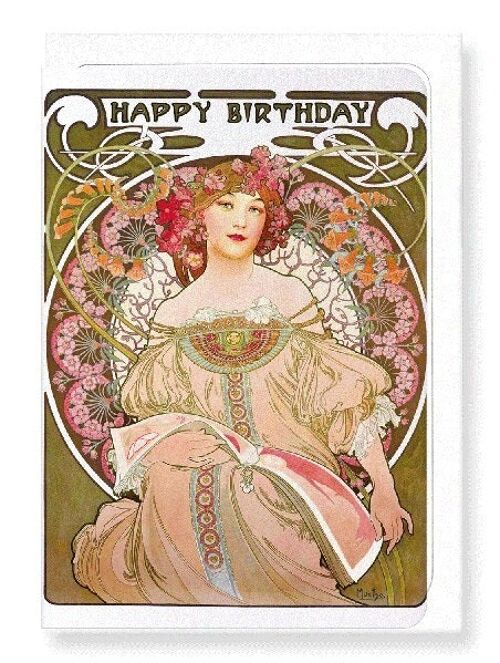 MUCHA HAPPY BIRTHDAY Greeting Card