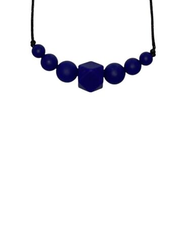 Collier Sensoriel Allaitement - Mini Poosh bleu saphir