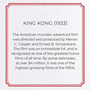 KING KONG 1933 Carte de vœux 2
