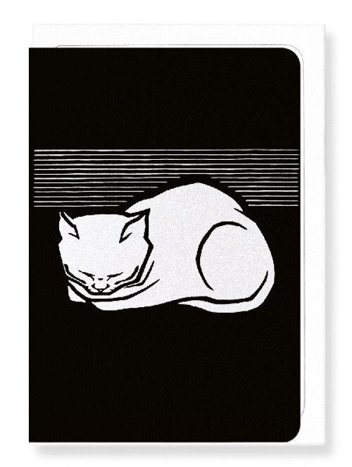 SLEEPING CAT 1917  IN WHITE Greeting Card