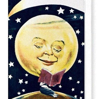EVEN THE MOON READS Greeting Card
