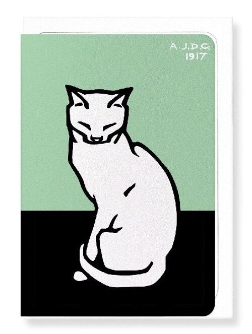SITTING CAT WITH CLOSED EYES 1917  Greeting Card