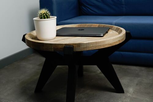 Round Ashwood Coffee Table With Black Legs