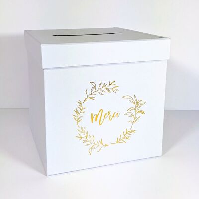 Thank you urn with hot foil stamping - White pot Thank you - Honeymoon guest gifts - Wedding urn - White urn - Birthday, Baptism, Communion