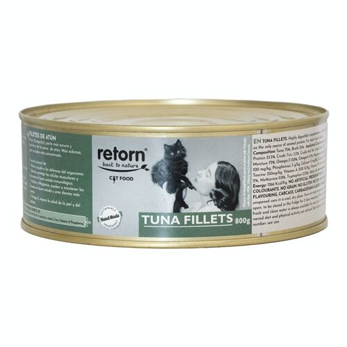 Comida húmeda de filete de atún natural para gatos de RETORN 800gr