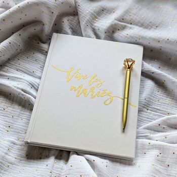 Livre d'or mariage + stylo "Vive les mariés" - Wedding Guest Book - Livre d'or blanc et doré mariage original - 68 pages, couverture rigide 4