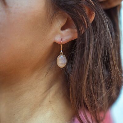 Pack of 2 La Classique Ovale earrings - Pink quartz