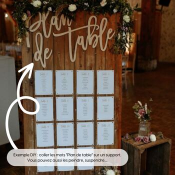 Plan de table mariage | DIY mariage à coller sur le plan de table mariage | 32 x 30 cm | Mot en bois découpé - Décoration mariage en bois 4