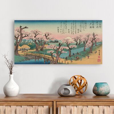 Pintura japonesa: Ando Hiroshige, Evening Glow at the Koganei Bridge, 1838 (detalle)