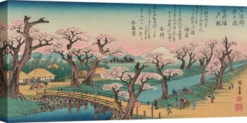 Peinture japonaise : Ando Hiroshige, Evening Glow at the Koganei Bridge, 1838 (détail) 2