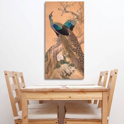 Japanese framework, print on canvas: Imao KeinenImao Keinen, Pair of Peacocks in Spring