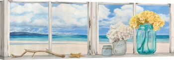 Tableau, Trompe-l'oeil, sur toile : Remy Dellal, Fenêtre donnant sur la plage 1