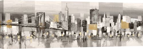 Quadro moderno, stampa su tela: Luigi Florio, New York e il ponte di Brooklyn