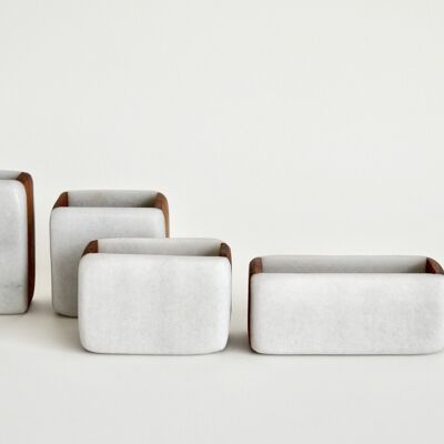 Marble & Wood Containers Set