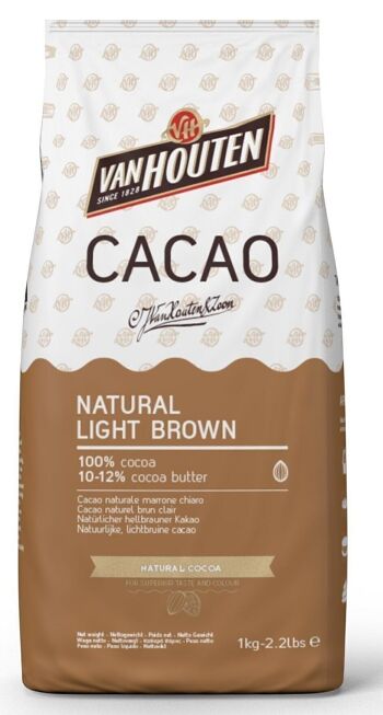 VAN HOUTEN - Brun clair naturel 100 % cacao, 10-12 % beurre de cacao 1kg 1