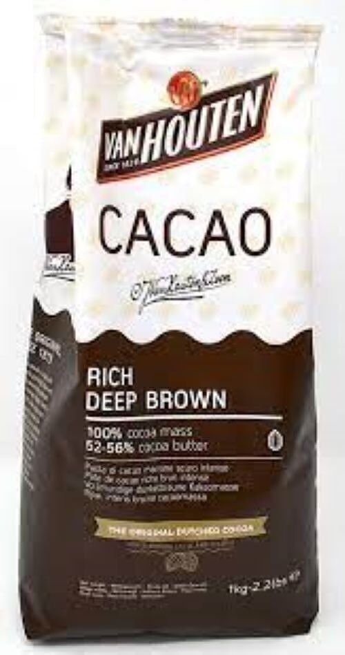 VAN HOUTEN - Brun profond 100 % cacao, 52-56 % beurre de cacao 1kg