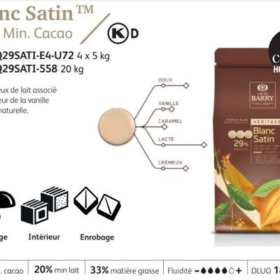 CACAO BARRY - SATINADO BLANCO (cacao 29,2%) - Pistoles - 10 kg
