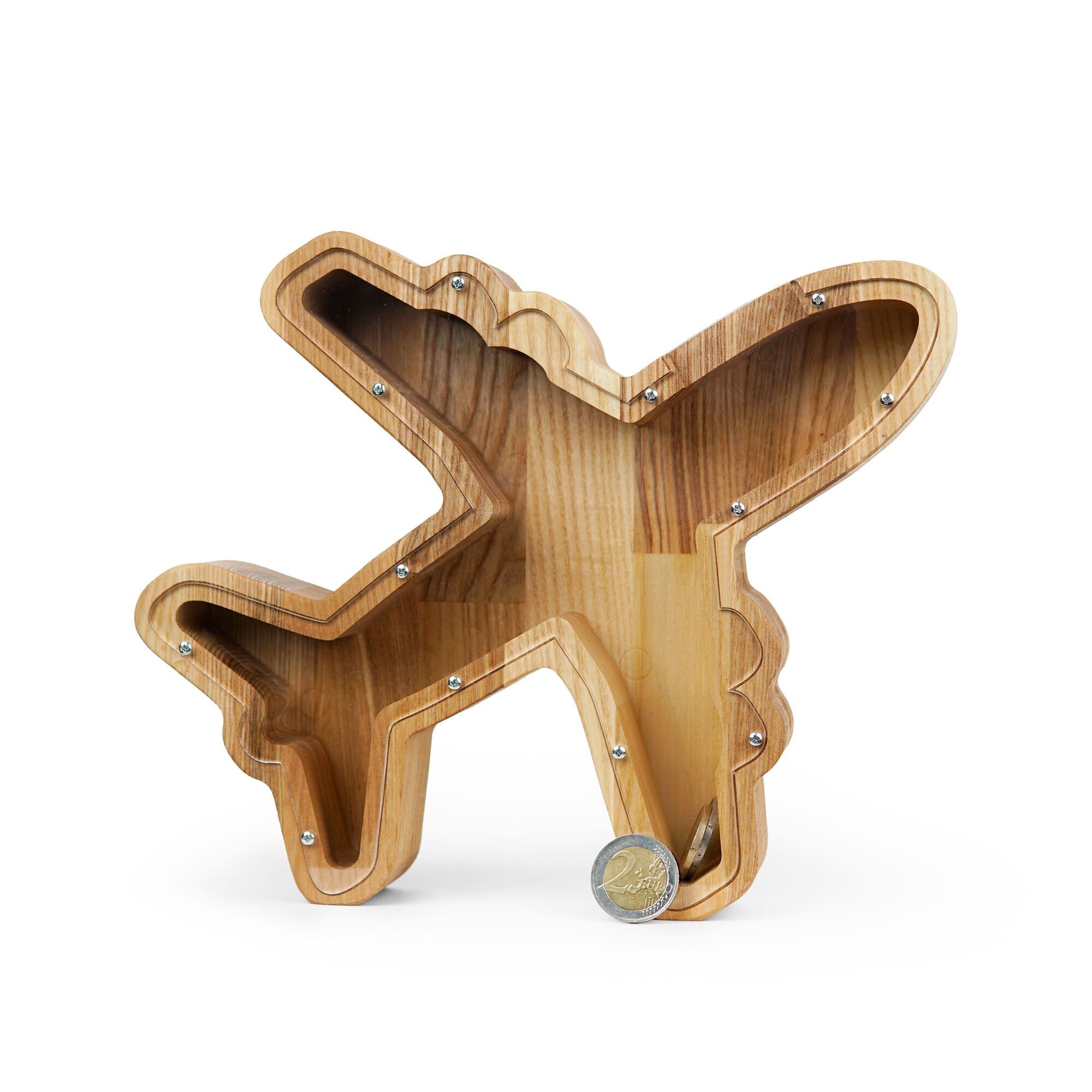 Alcancía de madera con forma de avión, ideal para niños, ideal como regalo de cumpleaños o Navidad.