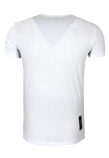 T-shirt homme col rond avec patte de boutonnage délavé en optique usée tee shirt manches courtes 6784 7