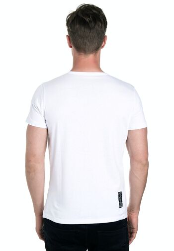 T-shirt homme col rond avec patte de boutonnage délavé en optique usée tee shirt manches courtes 6784 9