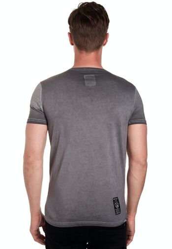 T-shirt homme col rond avec patte de boutonnage délavé en optique usée tee shirt manches courtes 6784 21