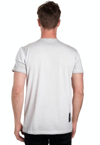 T-shirt homme col rond avec patte de boutonnage délavé en optique usée tee shirt manches courtes 6784 25