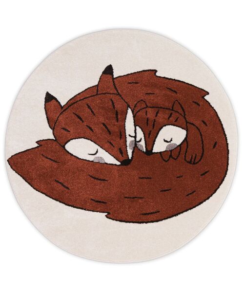 Tapis enfant rond FAMILLE RENARD