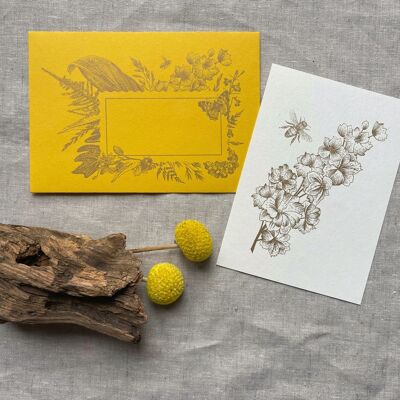 Card with Riso Envelope / Bee / Premium Natural Paper
