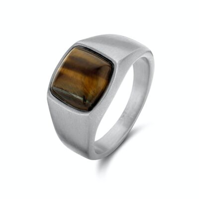 Frank 1967 steel with tiger eye ring ips brushed