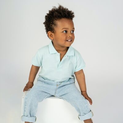 Aquamarinblaues Baby-Poloshirt COMBITO
