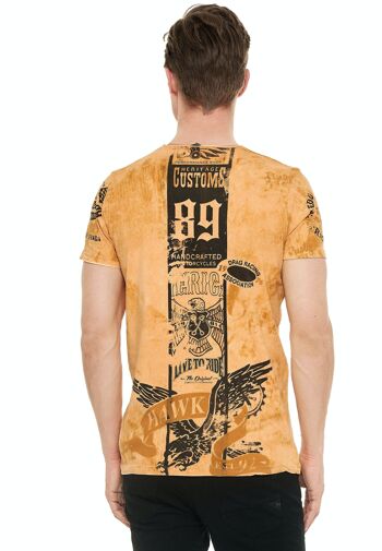 T-shirt à manches courtes et col rond pour hommes, imprimé devant et dans le dos, coupe régulière, délavé TSHIRT 15234 24