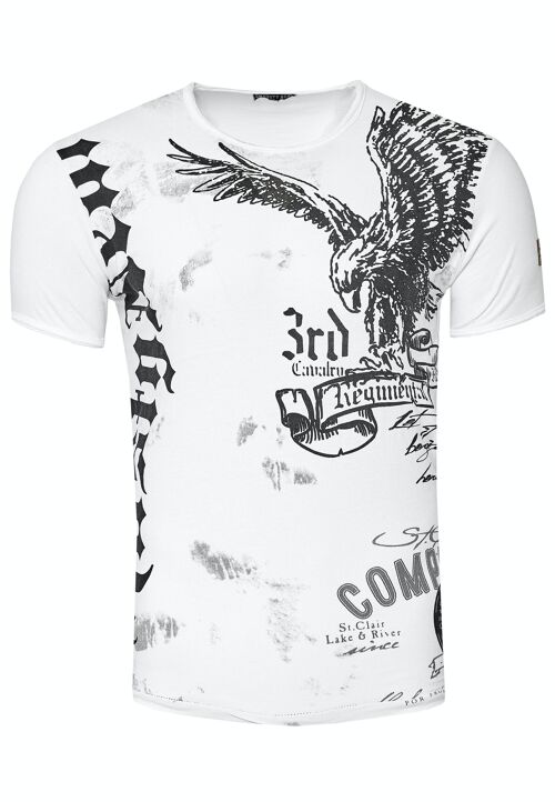 T-Shirt für Männer T Shirt Weiß S M L XL XXL 3XL Kurzarm Rundhals American Eagle X Adler Print 15235