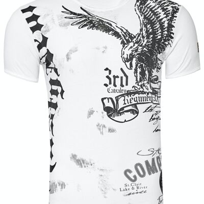 T-Shirt für Männer T Shirt Weiß S M L XL XXL 3XL Kurzarm Rundhals American Eagle X Adler Print 15235
