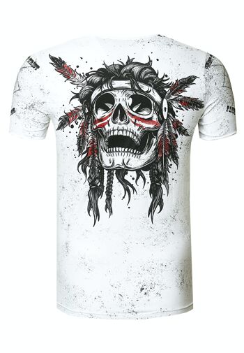 T-shirt homme col rond imprimé audacieux délavé avec bande de boutons tête de mort S M L XL XXL 3XL 15262 6