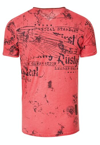 T-shirt pour homme S M L XL XXL 3XL Sangle en daim avec rivets décoratifs Col en V Look usé délavé Coupe régulière Skull X Wings X Snake Print 15297 10