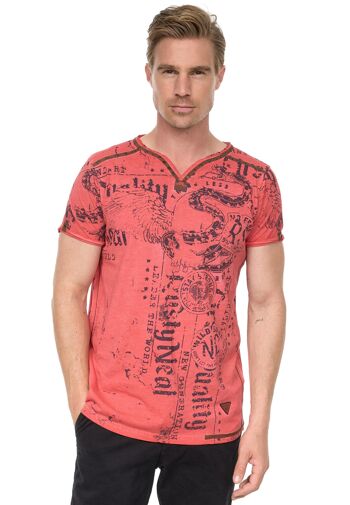 T-shirt pour homme S M L XL XXL 3XL Sangle en daim avec rivets décoratifs Col en V Look usé délavé Coupe régulière Skull X Wings X Snake Print 15297 11