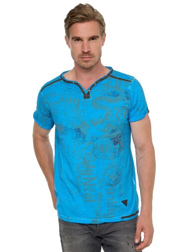 T-shirt pour homme S M L XL XXL 3XL Sangle en daim avec rivets décoratifs Col en V Look usé délavé Coupe régulière Skull X Wings X Snake Print 15297 15