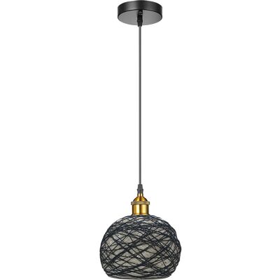 Paralume per lampada a sospensione a soffitto in rattan moderno stile retrò industriale vintage ~ 3553